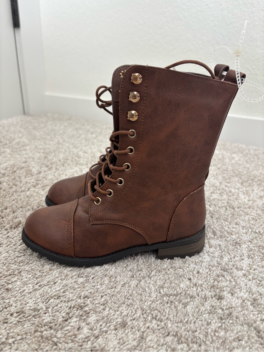 NEW Girls Brown Lace-Up Boots
